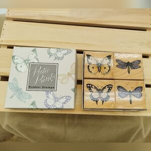 4 Rubber stamps Butterflies and Dragonflies Poetic Prints